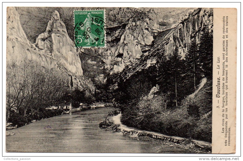 CP, 84, Les Rives De La Sorgue, Le Lac, Voyagé En 1908 - Sorgues