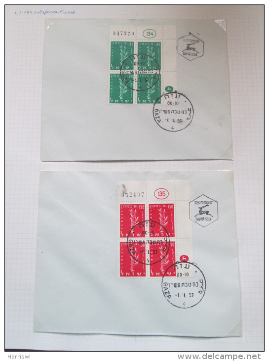 ISRAEL 1957 ISRAEL DEFENSE FORCES PLATE BLOCKS STAMPS AND FDC - Neufs (avec Tabs)