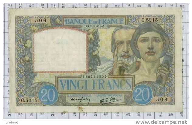 20 Francs Science Et Travail, Ref Fayette 12-17, état TTB+/SUP - 20 F 1939-1942 ''Science Et Travail''