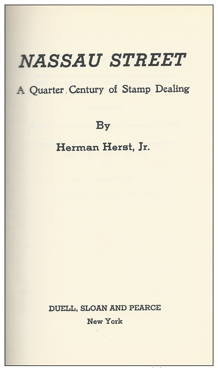 Nassau Street, By Herman Herst Jr., First Edition, Hardcover - Handboeken