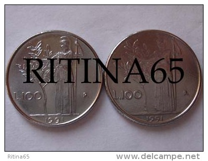 VARIANTE !!! LIRE 100 1991 FDC "99" CHIUSE E APERTE !!! - 100 Lire