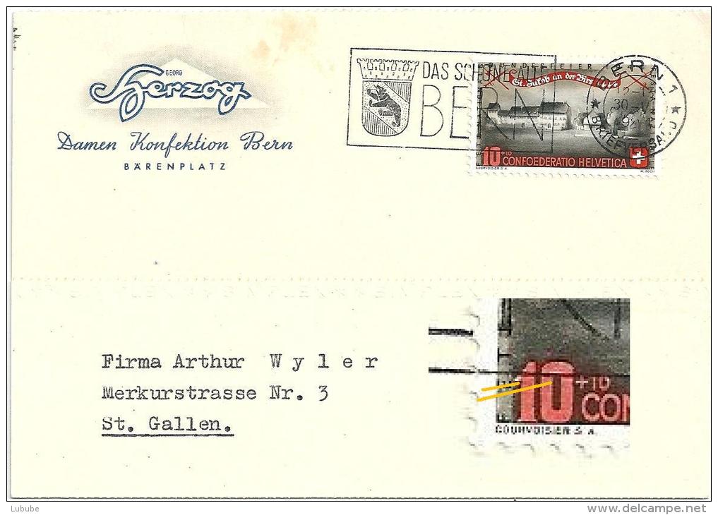 Motiv Karte  "Herzog, Damen Konfektion, Bern"  (Markenabart)            1941 - Covers & Documents