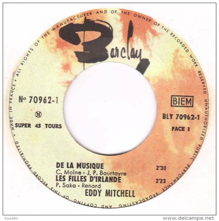 EP 45 RPM (7")   Mitchell  "  De La Musique  " - Other - French Music