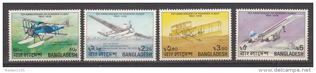 BANGLADESH, 1978, 75th Anniversary Of Powered Flight, Set 4 V, MNH, (**) - Bangladesh