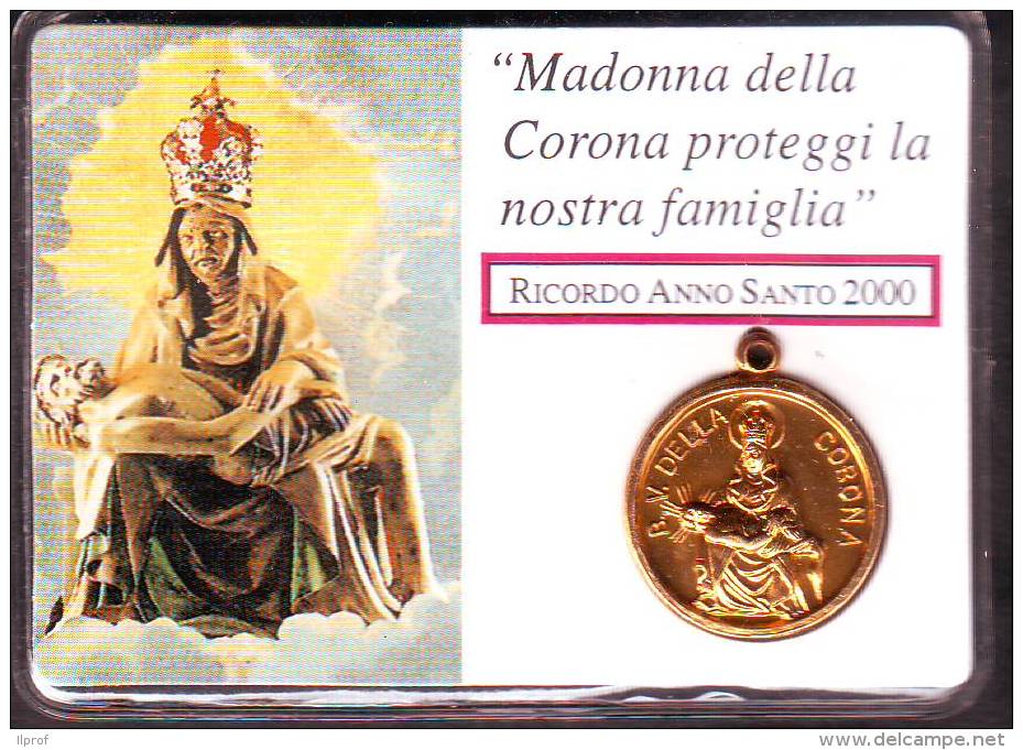 Medaglietta Madonna Della Corona Anno Santo 2000, Custodia Plastificata - Altri & Non Classificati