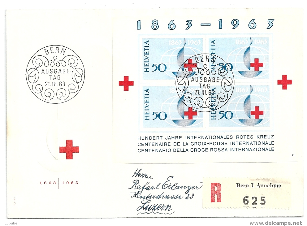 R-FDC  "100 Jahre Internationales Rotes Kreuz"          1963 - Storia Postale