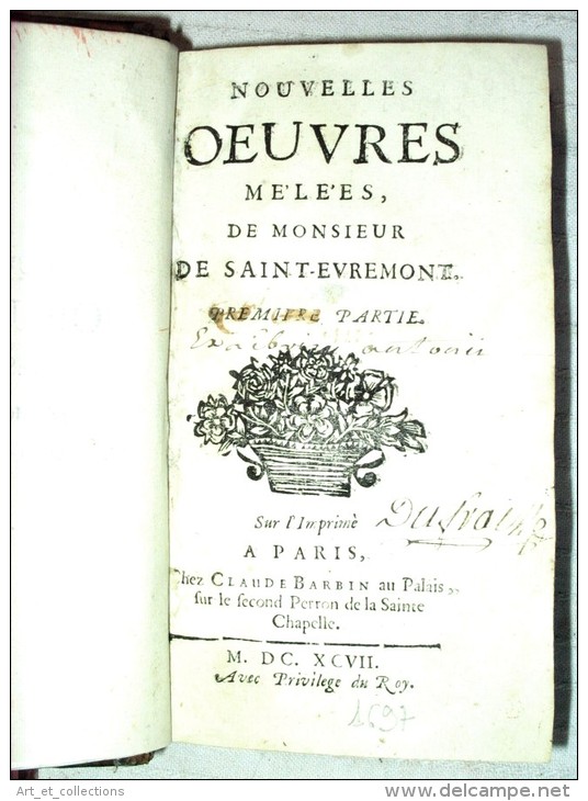 2 Tomes Des Œuvres De Saint-Évremont / Éditions Barbin De 1697 - Before 18th Century