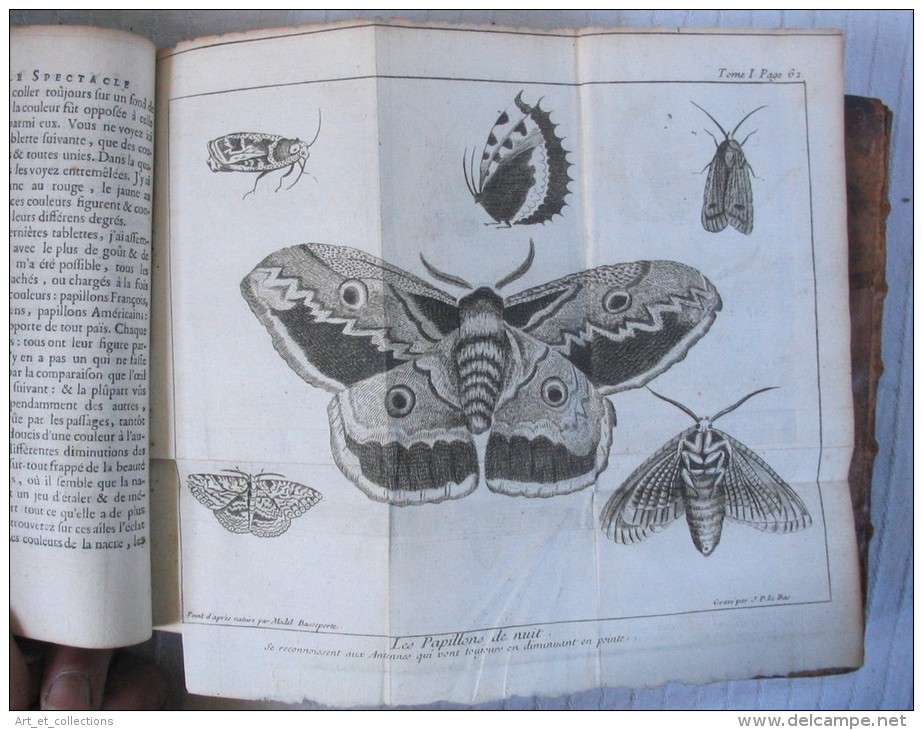 Le SPECTACLE de la NATURE / 2 Tomes / Veuve Étienne éditrice en 1741 & 1743 / Nombreuses gravures dépliantes