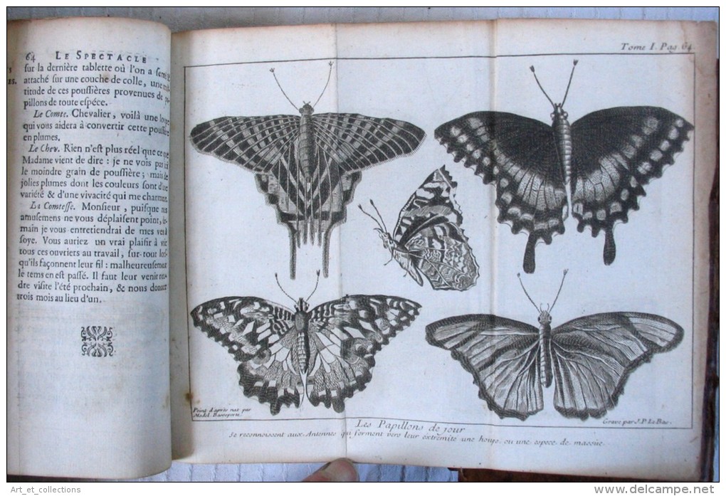 Le SPECTACLE de la NATURE / 2 Tomes / Veuve Étienne éditrice en 1741 & 1743 / Nombreuses gravures dépliantes