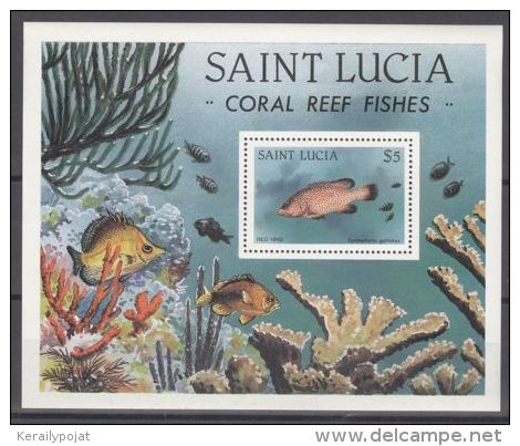 St.Lucia - 1983 Fishes Block MNH__(TH-495) - St.Lucie (1979-...)