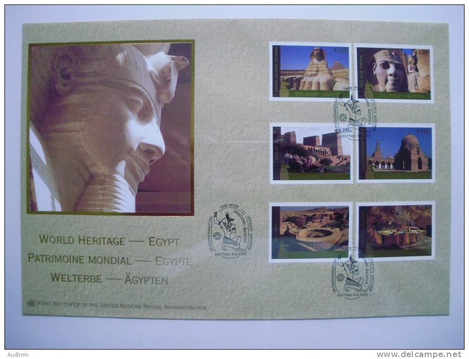 UNO Wien 445/0 MH 10 Booklet 10 FDC, UNESCO-Welterbe: Ägypten (Genfer Cachet) - FDC