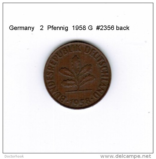 GERMANY    2  PFENNIG  1958 G  (KM # 106) - 2 Pfennig