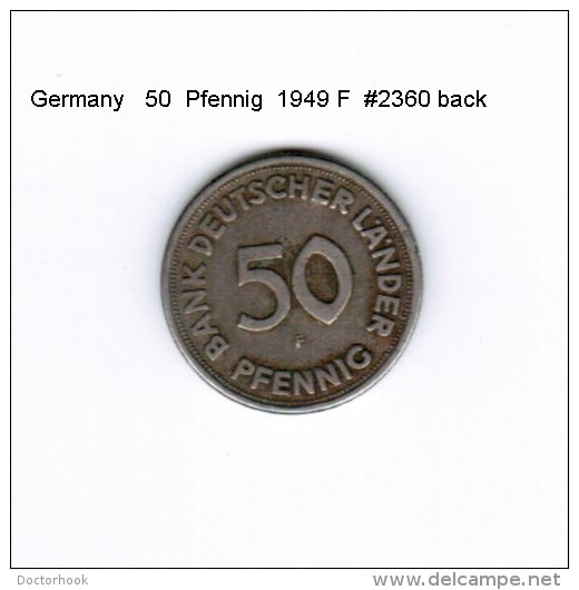 GERMANY   50  PFENNIG  1949 F  (KM # 104) - 50 Pfennig