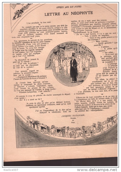 Les Annales Mai 1927 Pub Camionnette Unic,  Dessinde  Jean Loup, Bois De Sauvayre Cyclisme - Autres & Non Classés