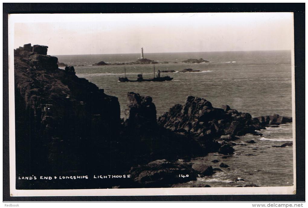 RB 942 - 1951 Real Photo Postcard -  Land's End &amp; Longships Lighthouse Cornwall - Brierley Hill Instructional Mark - Land's End