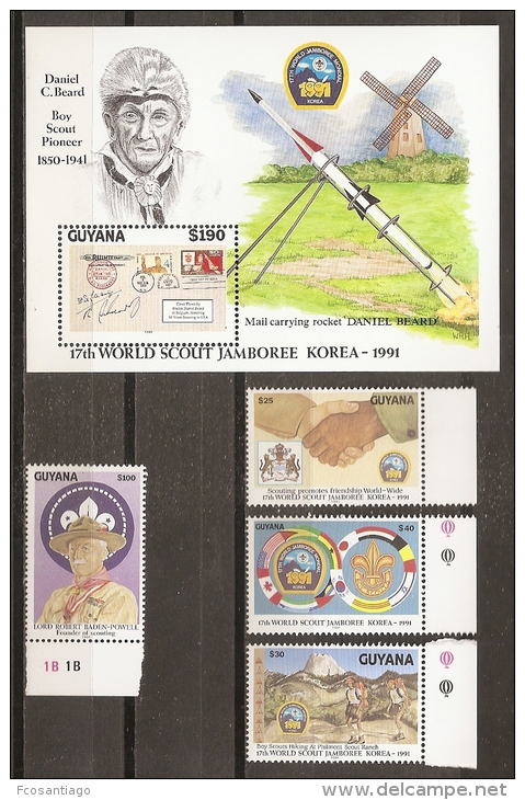 SCOUTS - GUAYANA 1991 - Yvert #2595/98+H71 - MNH ** - Otros & Sin Clasificación