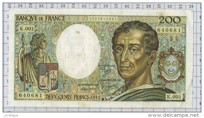 200 Francs Montesquieu, Ref Fayette 70-1, état TTB - 200 F 1981-1994 ''Montesquieu''