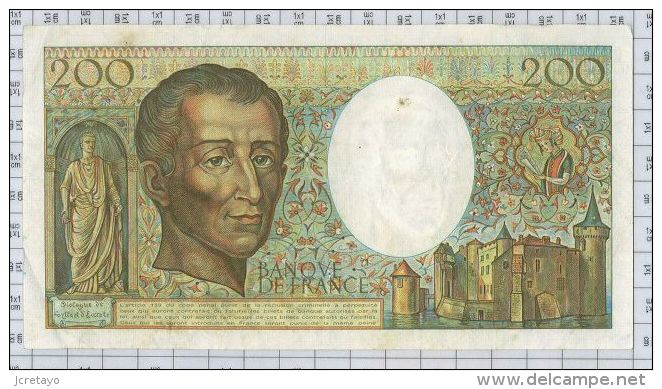 200 Francs Montesquieu, Ref Fayette 70-1, état TTB - 200 F 1981-1994 ''Montesquieu''