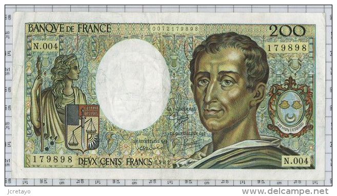 200 Francs Montesquieu, Ref Fayette 70-1, état TTB+ - 200 F 1981-1994 ''Montesquieu''