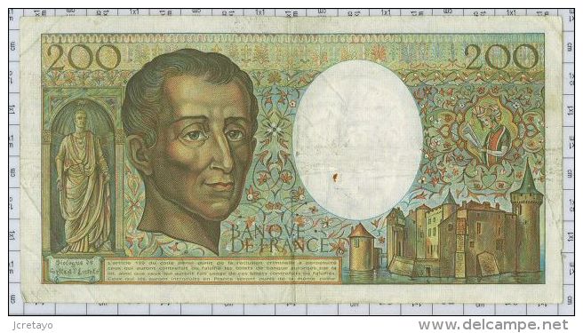 200 Francs Montesquieu, Ref Fayette 70-1, état TTB - 200 F 1981-1994 ''Montesquieu''