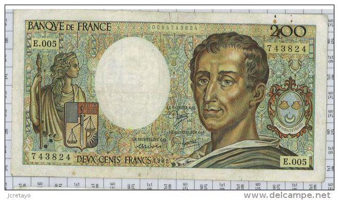 200 Francs Montesquieu, Ref Fayette 70-1, état TTB - 200 F 1981-1994 ''Montesquieu''