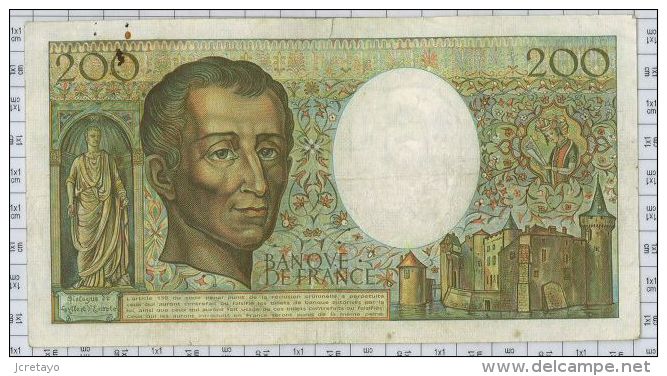 200 Francs Montesquieu, Ref Fayette 70-1, état TTB - 200 F 1981-1994 ''Montesquieu''