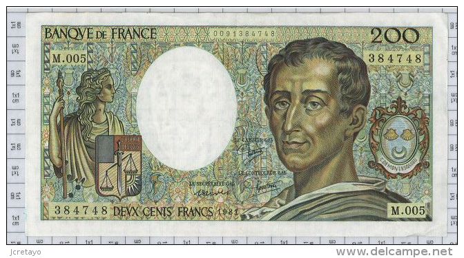 200 Francs Montesquieu, Ref Fayette 70-1, état TTB+ - 200 F 1981-1994 ''Montesquieu''