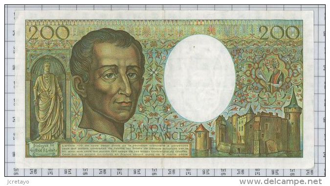 200 Francs Montesquieu, Ref Fayette 70-1, état TTB+ - 200 F 1981-1994 ''Montesquieu''