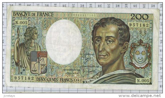 200 Francs Montesquieu, Ref Fayette 70-1, état TTB - 200 F 1981-1994 ''Montesquieu''