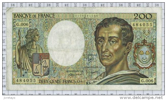 200 Francs Montesquieu, Ref Fayette 70-1, état TTB - 200 F 1981-1994 ''Montesquieu''