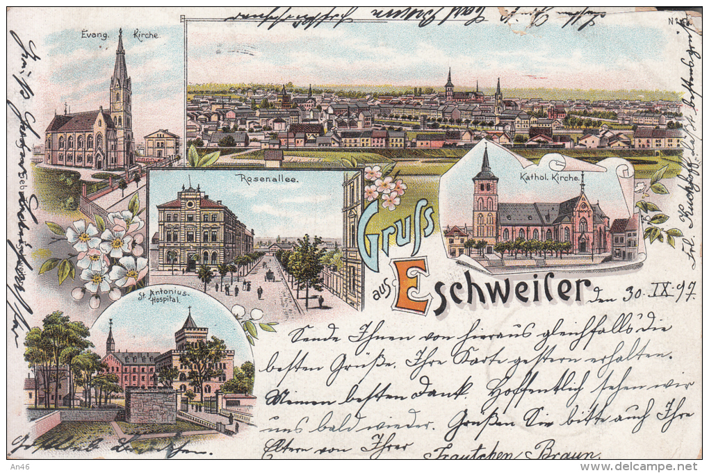 GRUSS AUS ESCHWEILER 30-IX-1897 DUREN - Eschweiler