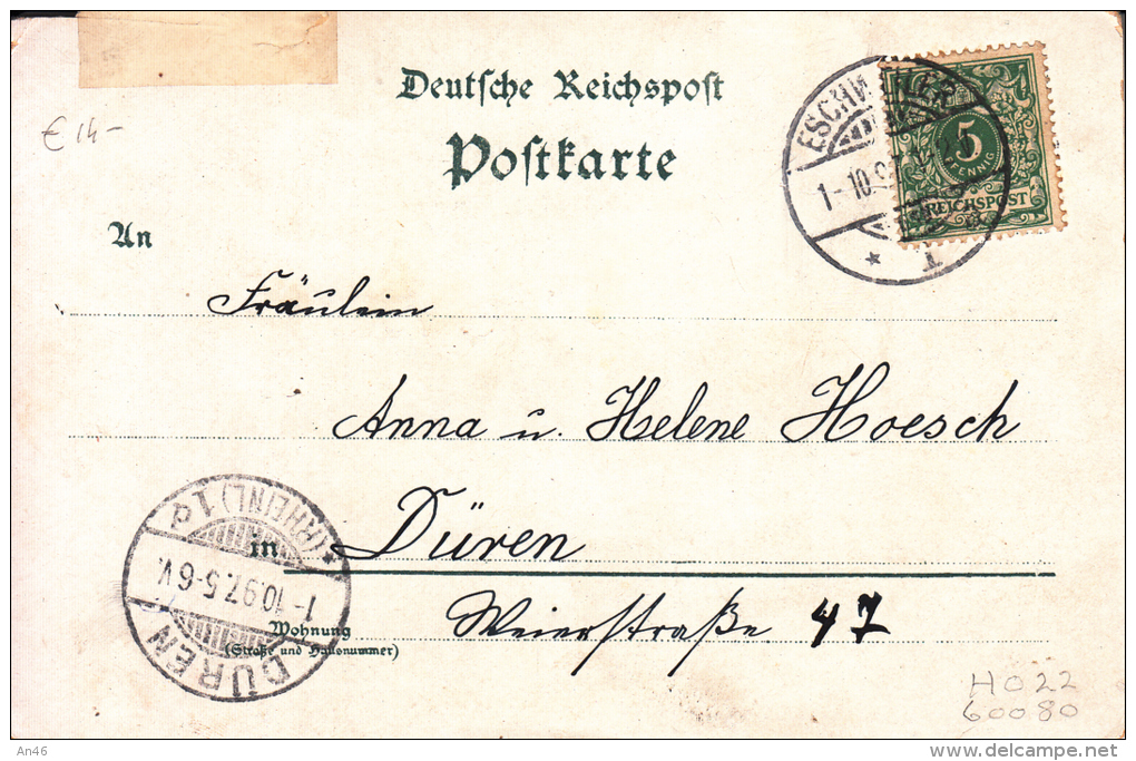 GRUSS AUS ESCHWEILER 30-IX-1897 DUREN - Eschweiler