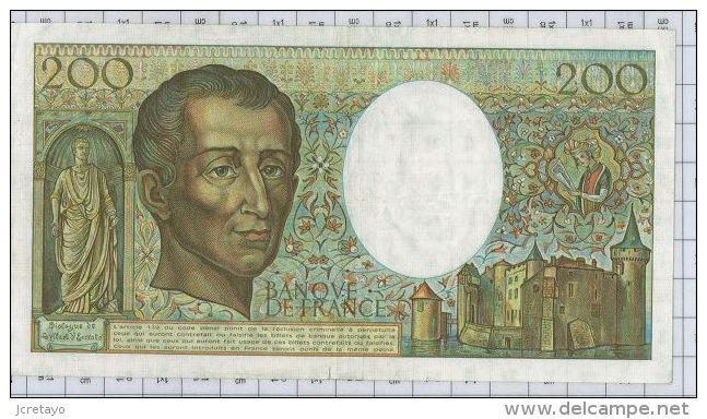 200 Francs Montesquieu, Ref Fayette 70-1, état TTB - 200 F 1981-1994 ''Montesquieu''