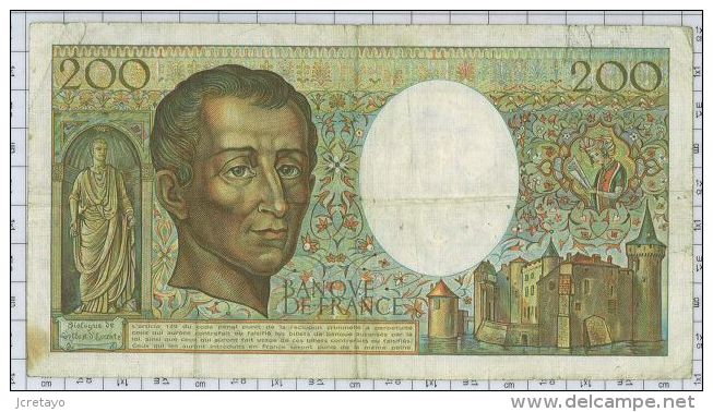 200 Francs Montesquieu, Ref Fayette 70-1, état TTB - 200 F 1981-1994 ''Montesquieu''