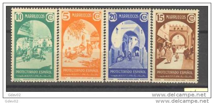 MA196-L4051A-TARMS.Maroc.Ma Rocco.MARRUECOS ESPAÑOL. PUERTAS TIPICAS. 1939 (Ed 196/9**)sin Charnela.LUJO - Mosquées & Synagogues