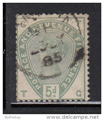 Great Britain Used Scott #104 5p Victoria, Green Position TG - Oblitérés