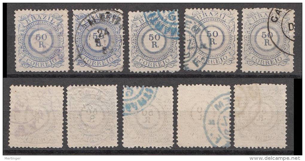 Brazil Brasilien Mi# 60 Used 5x 50R Cifra 1887 - Used Stamps