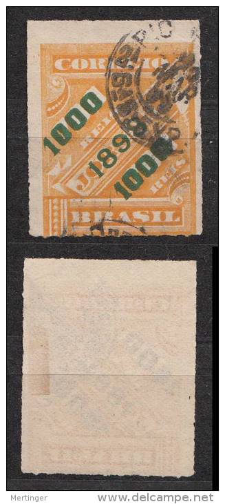 Brazil Brasilien Mi# 121 Overprint 1898 1000R Used - Usados