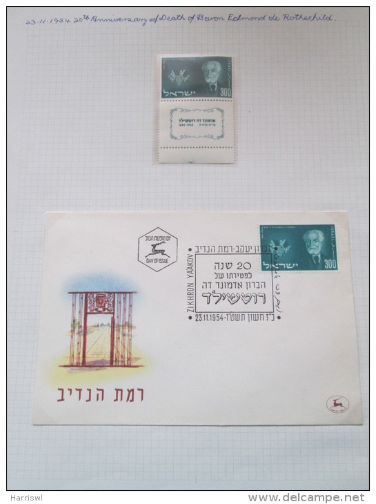 ISRAEL 1955 ROTHCHILD MINT TAB STAMP, FDC - Unused Stamps (with Tabs)