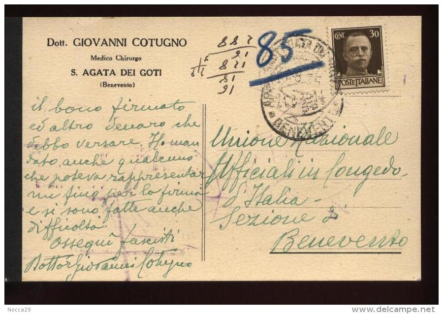 SANT'AGATA DEI GOTI - BENEVENTO - 1935 - CARTOLINA INTESTATA - Benevento