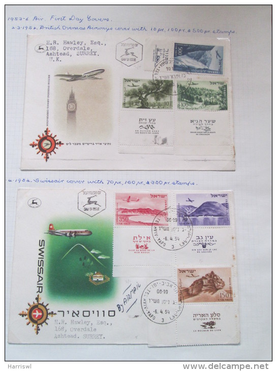 ISRAEL 1953-56 LANDSCAPES  AIRMAIL TAB FDC AND STAMPS INCLUDES JAFFA - Neufs (avec Tabs)