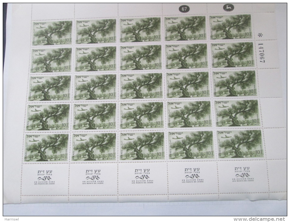 ISRAEL 1953 LANDSCAPES  AIRMAIL FULL SHEETS - Neufs (avec Tabs)