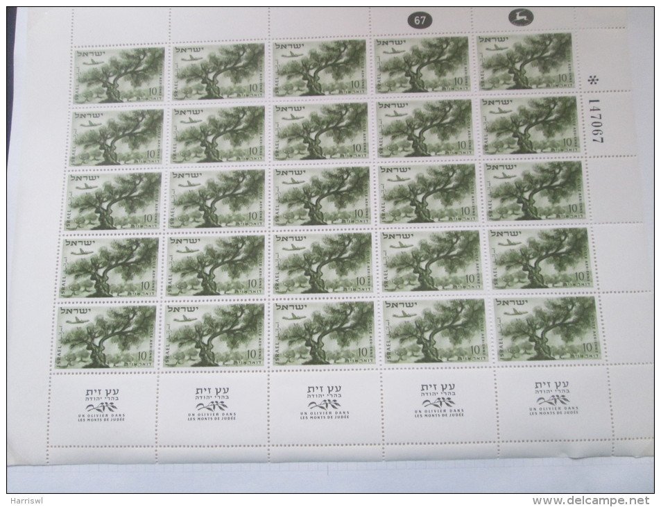 ISRAEL 1953 LANDSCAPES  AIRMAIL FULL SHEETS - Ongebruikt (met Tabs)