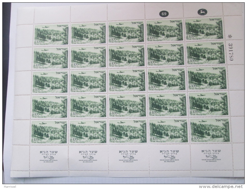 ISRAEL 1953 LANDSCAPES  AIRMAIL FULL SHEETS - Neufs (avec Tabs)