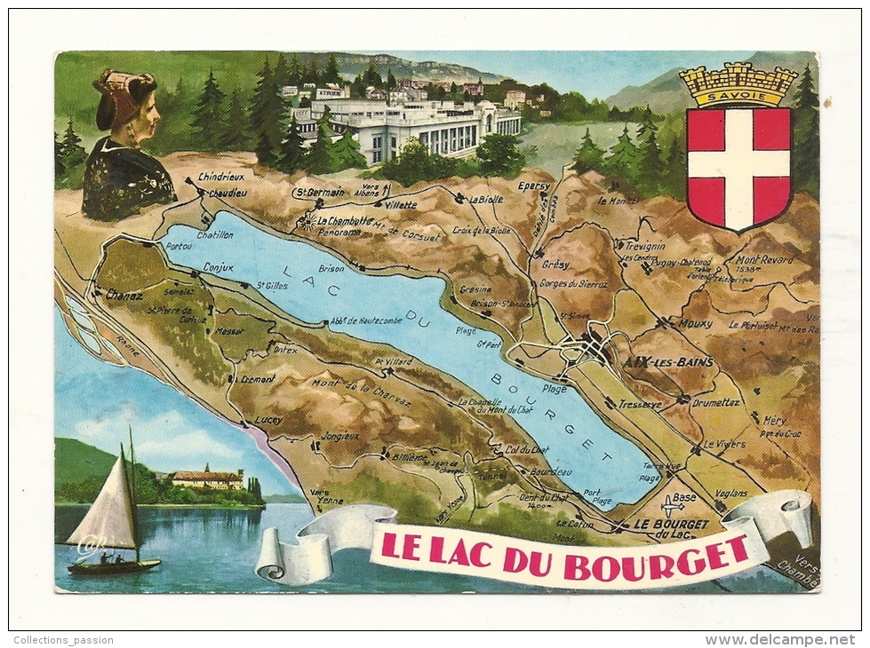 Cp, Carte Géographique, Lac Du Bourget - Landkarten