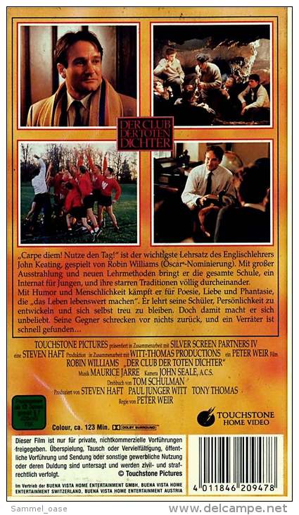 VHS Video  -  Der Club Der Toten Dichter  -  Mit : Robin Williams, Robert Sean Leonard, Ethan Hawke - Dramma