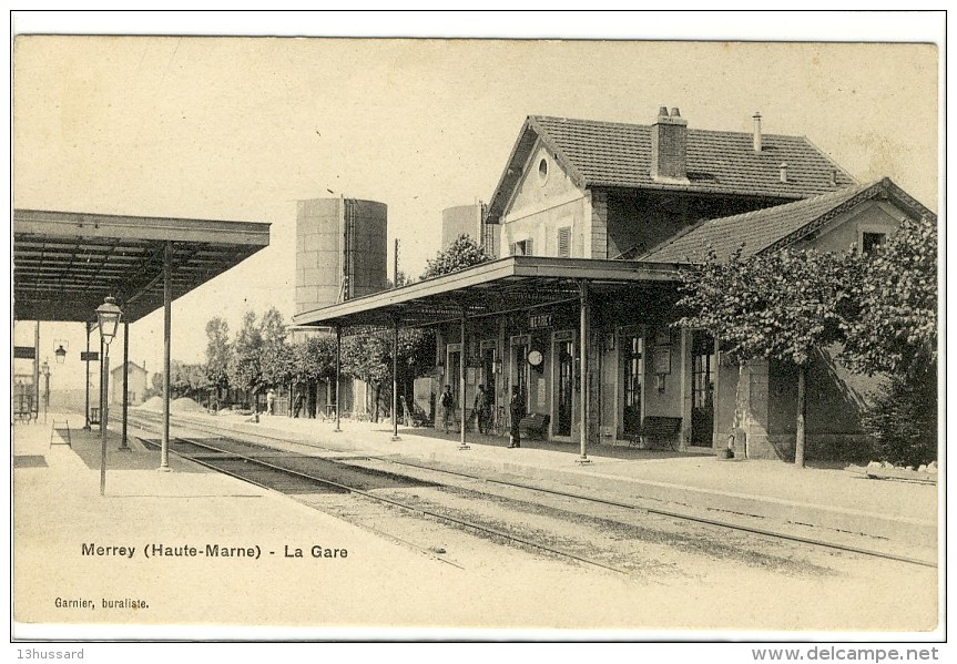 Carte Postale Ancienne Merrey - La Gare - Chemin De Fer - Autres & Non Classés