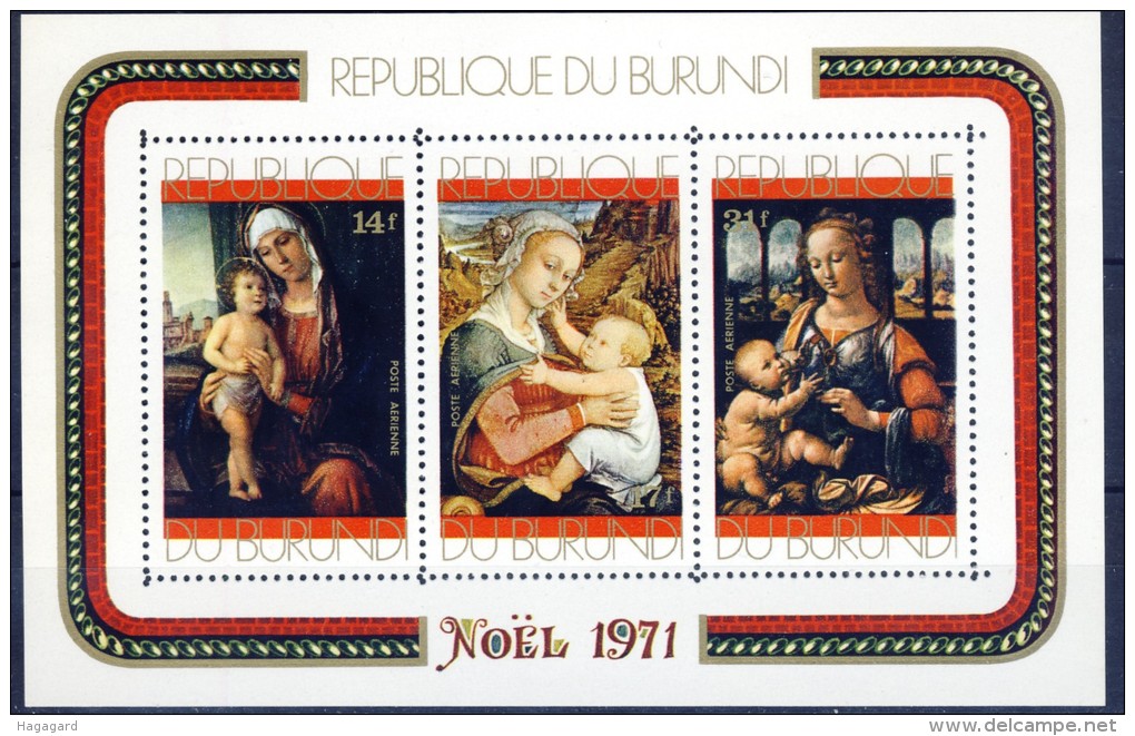 ##O069. Burundi 1971. Christmas. Paintings. Michel Block 53A. MNH(**) - Ungebraucht