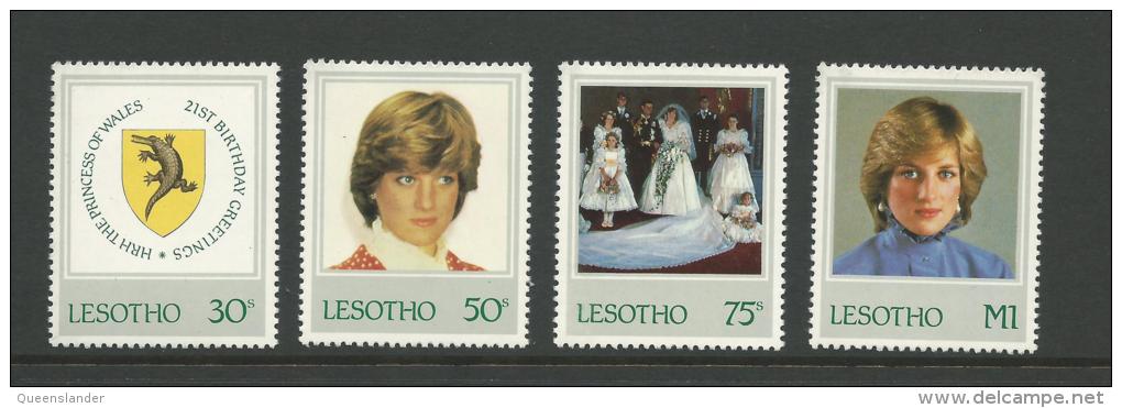 1982 Lady Di 21st Birthday Set Of 4  Complete MUH Unused - Lesotho (1966-...)