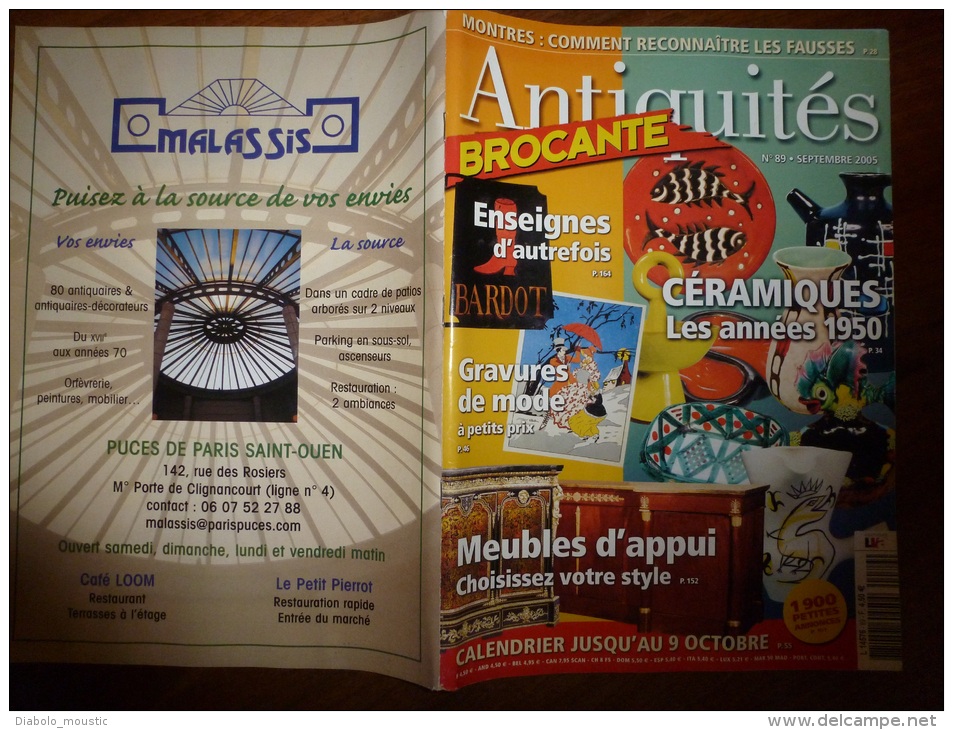 N° 89 De Septembre  2005   Revue ANTIQUITES-BROCANTE  Enseignes; Gravures De Modes; Céramiques 1950...etc.... - Verzamelaars